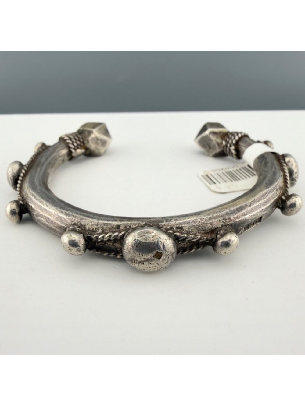 Vintage Nubian 800 Silver Cuff Bracelet Currency Palm Lotus Bedouin Protection